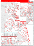 Norfolk-Va. Beach-Newport News Metro Area Wall Map Red Line Style